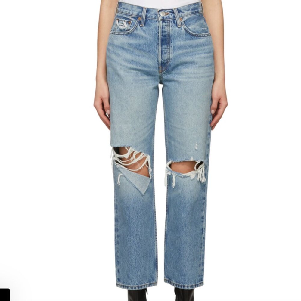 RE/DONE 90s Crop Low Slung Jeans Medium Wash Size 26